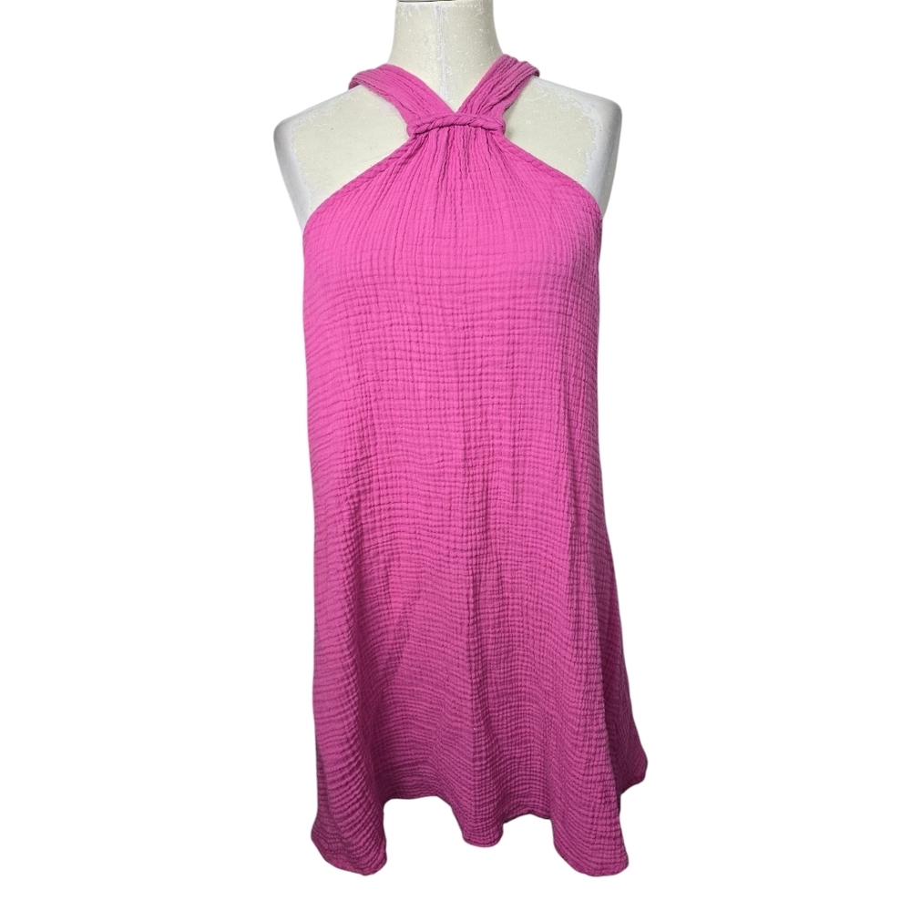 Anthropologie Waffle Braided Pink Loose Fit Mini Dress L